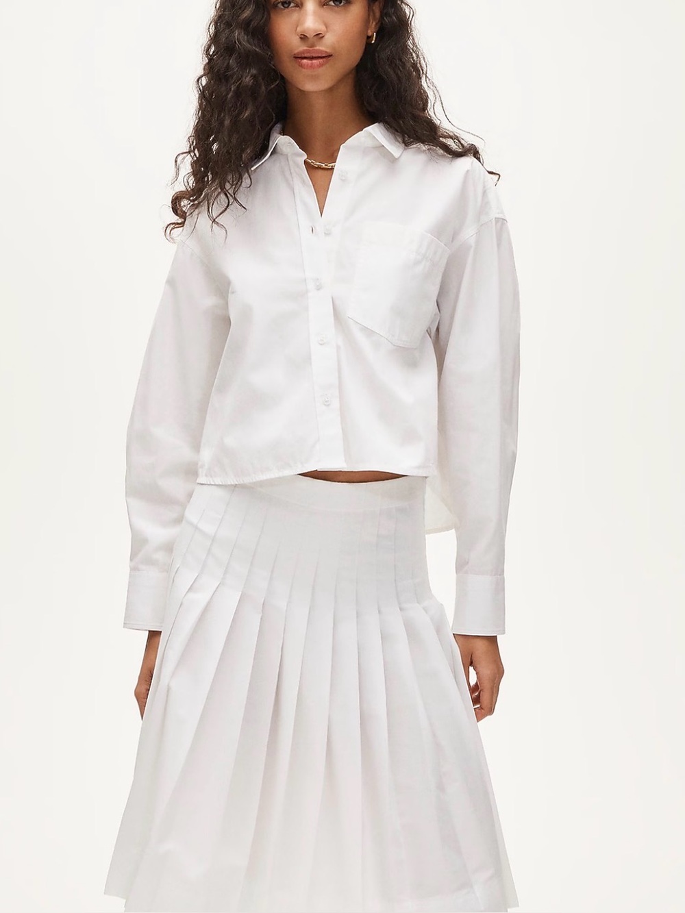 J CREW SIZE XS Étienne cropped button-up shirt in cotton poplin $98
